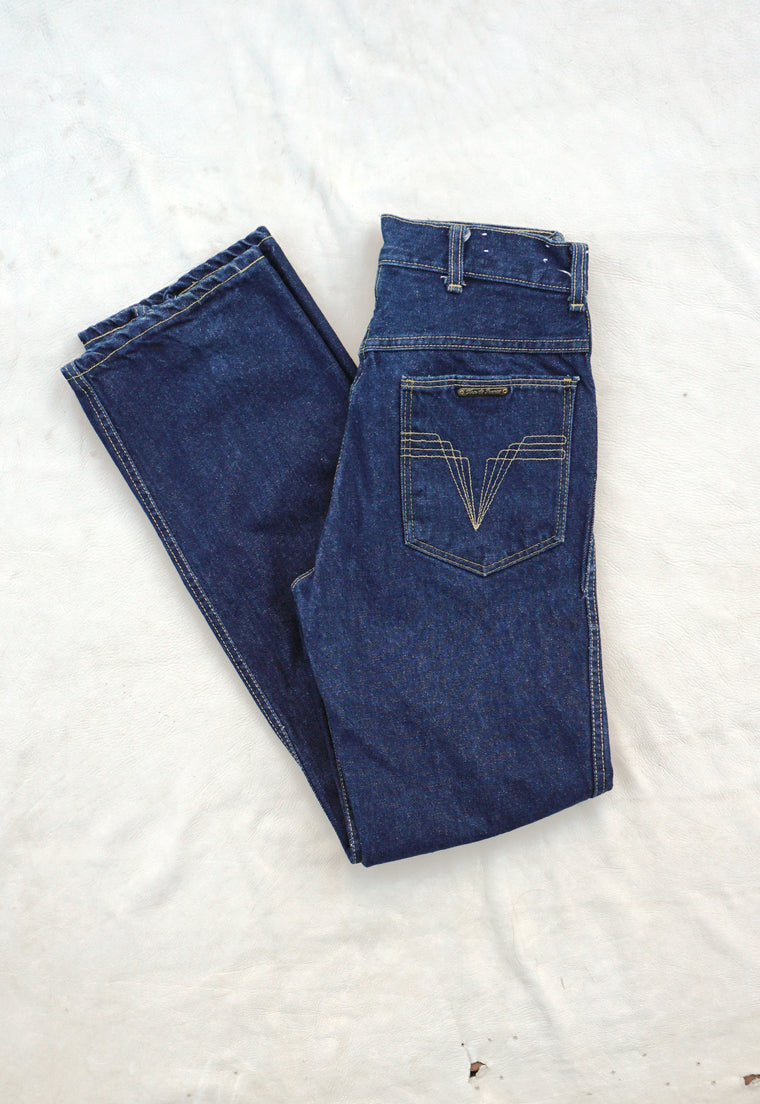 Vintage High Waist Raw Denim Straight Leg Jeans