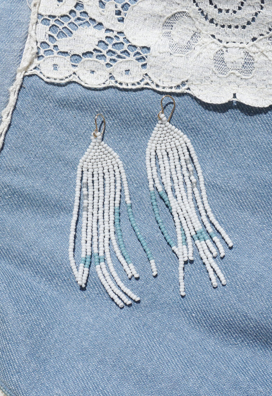 Studio Oma Venture Cloud Hand Beaded Earrings