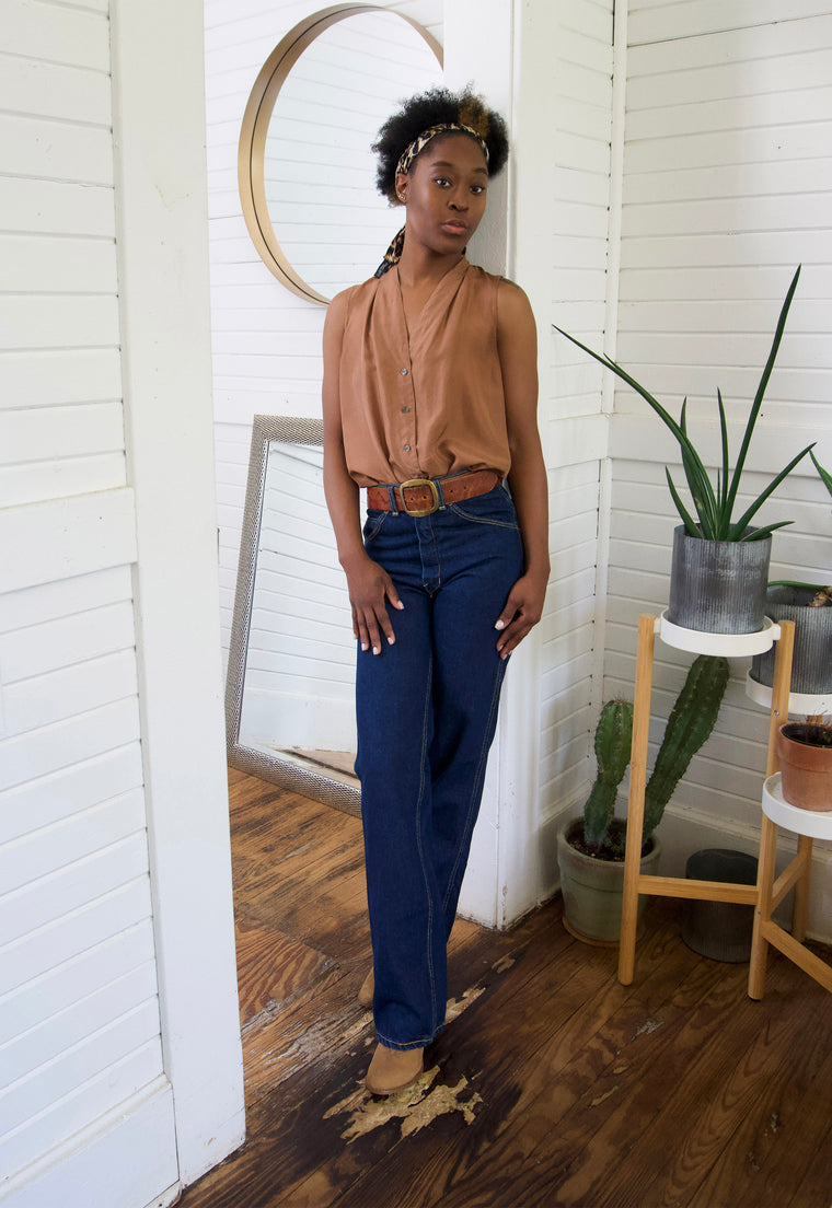 Idylwild Vintage 90s Forenza Mocha Bronze Sleeveless Shirt Vest