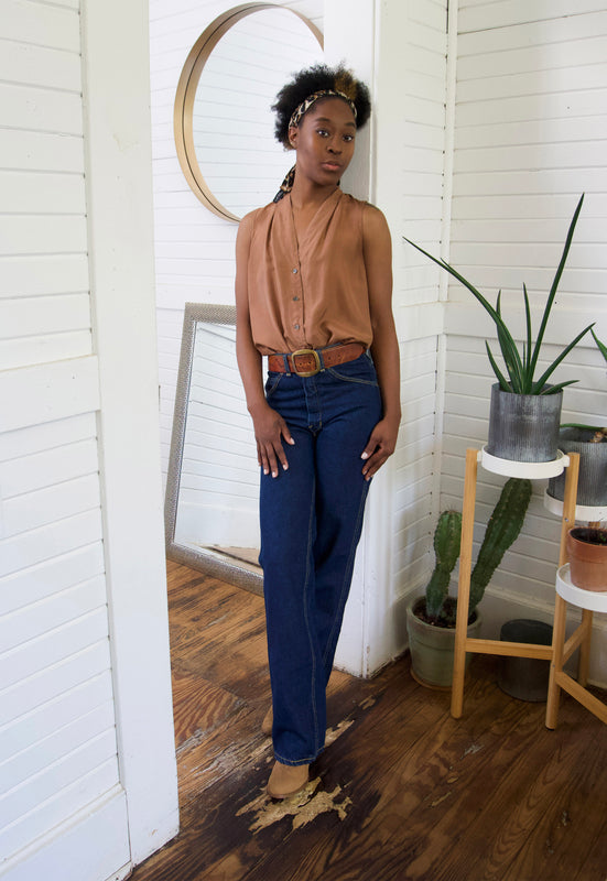 Bronze Silk Sleeveless Top