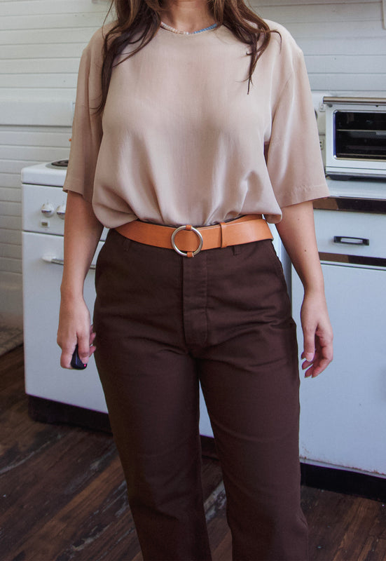 Contemporary Tan Leather Belt