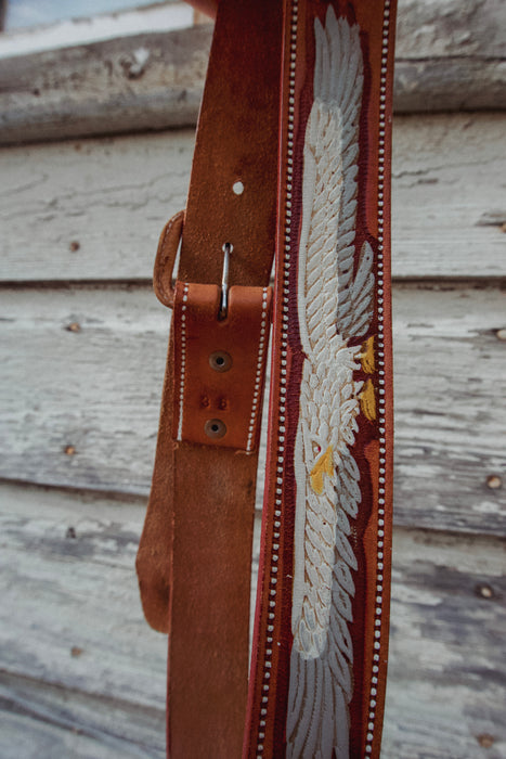 Vintage Hand painted and tooled leather 1970s eagle belt