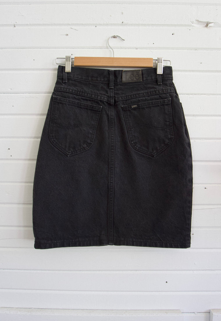 90s vintage black denim jean skirt
