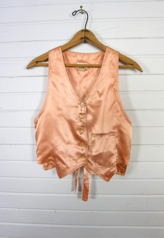 70's Peach Satin Disco Vest