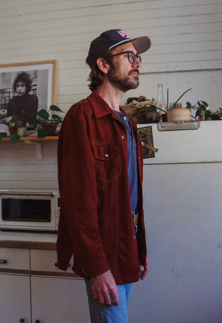 Vintage Terracotta Rust Wrangler Jacket Pearl Snap Shirt