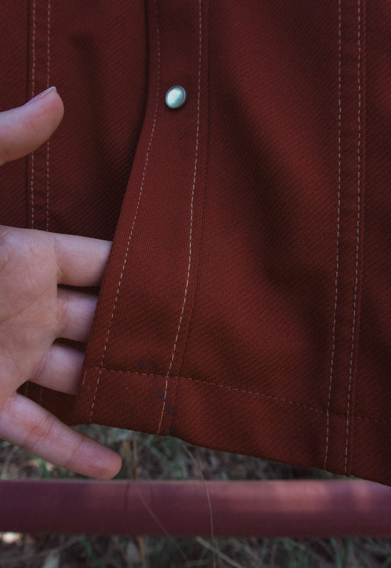 Vintage Terracotta Rust Wrangler Jacket Pearl Snap Shirt