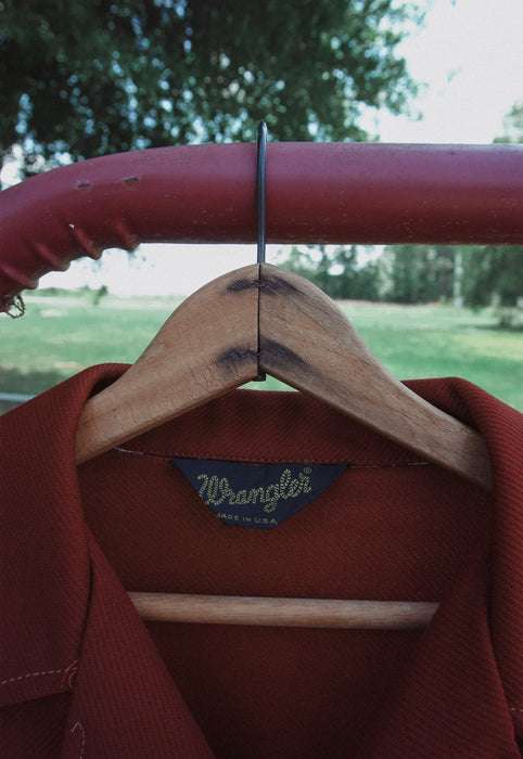 Vintage Terracotta Rust Wrangler Jacket Pearl Snap Shirt