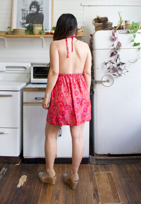 California 1960s Vintage Psychedelic Silk Paisley Mini Dress Christie Araujo