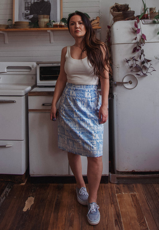 Idylwild Egyptian Register Cotton A Line Vintage 60s Skirt Christie Araujo