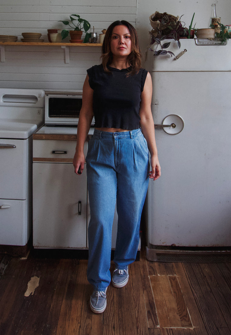 Vintage Pleated Baggy Jeans