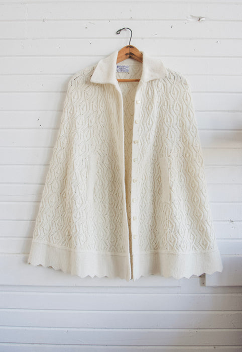 British Vogue Wintuck Knit Cape Cream with Pearl Jelly buttons