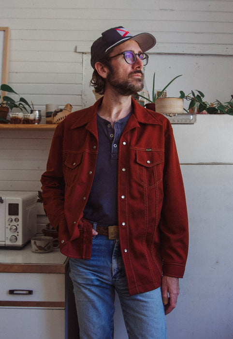 Vintage Terracotta Rust Wrangler Jacket Pearl Snap Shirt