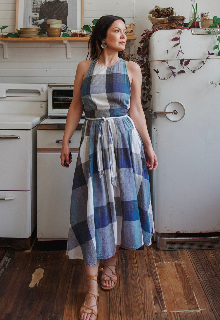 Vintage 1970's French Connection Cotton Apron Style Wrap Dress