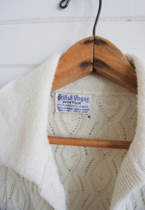 British Vogue Wintuck Knit Cape Cream with Pearl Jelly buttons