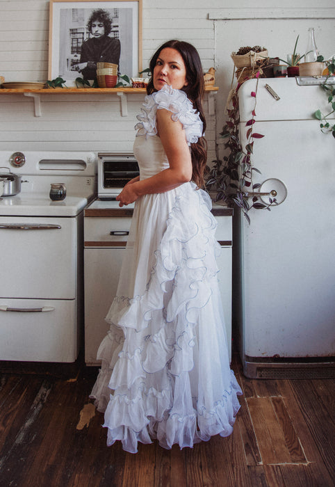 Rare Vintage Wedding Dress Boho Ruffle Christie Araujo