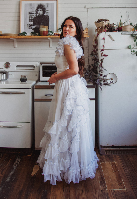 Rare Vintage Wedding Dress Boho Ruffle Christie Araujo