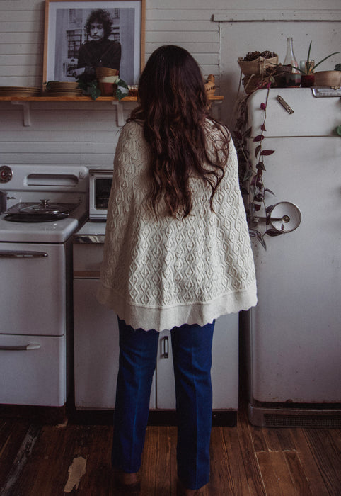 British Vogue Wintuck Knit Cape Cream with Pearl Jelly buttons