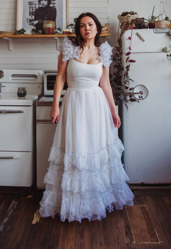 Rare Vintage Wedding Dress Boho Ruffle Christie Araujo