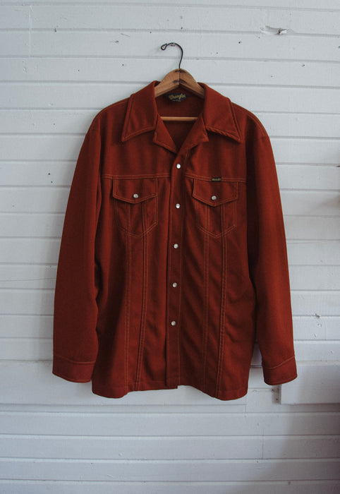 Vintage Terracotta Rust Wrangler Jacket Pearl Snap Shirt