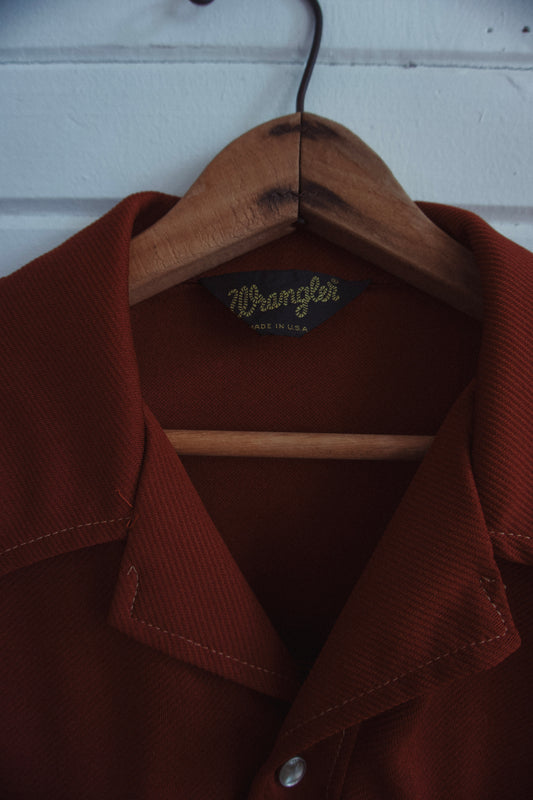 Vintage Terracotta Rust Wrangler Jacket Pearl Snap Shirt