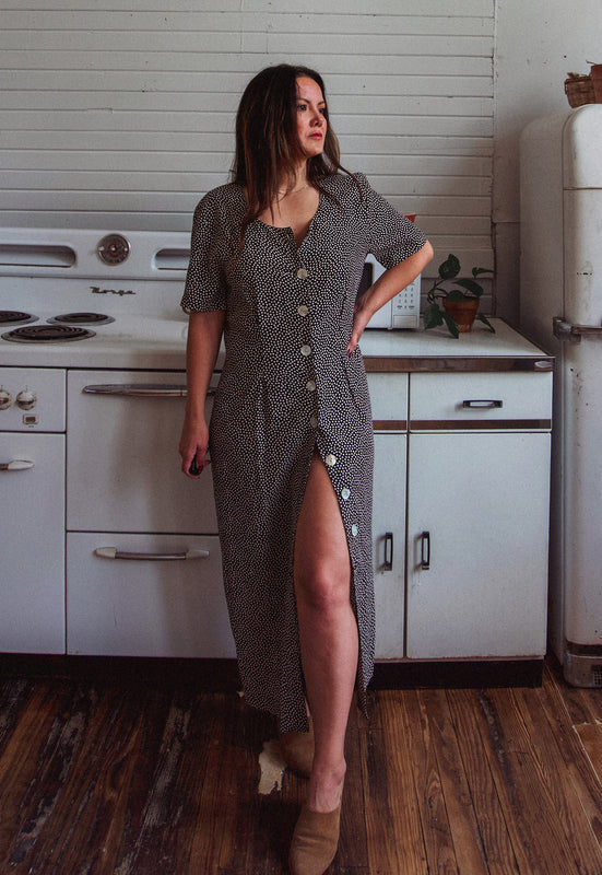 90's Vintage Shell Button Dotted Dress – Idylwild