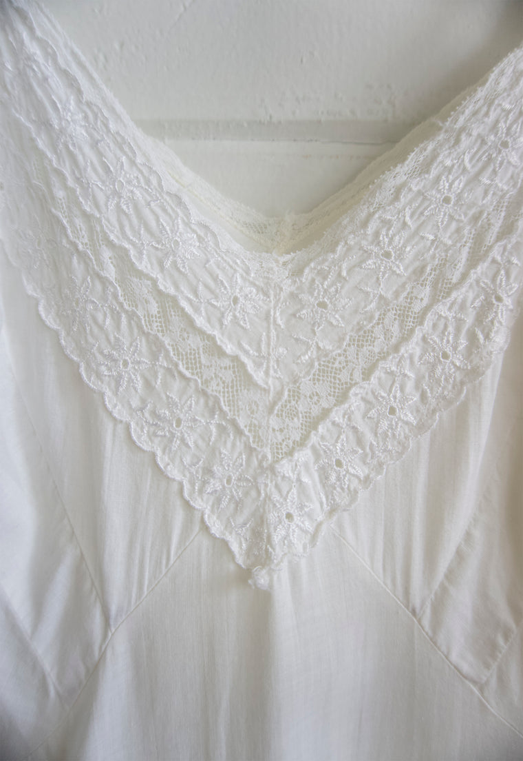 Vintage Artemis Cotton Batiste Slip with Daisy Lace Detailing