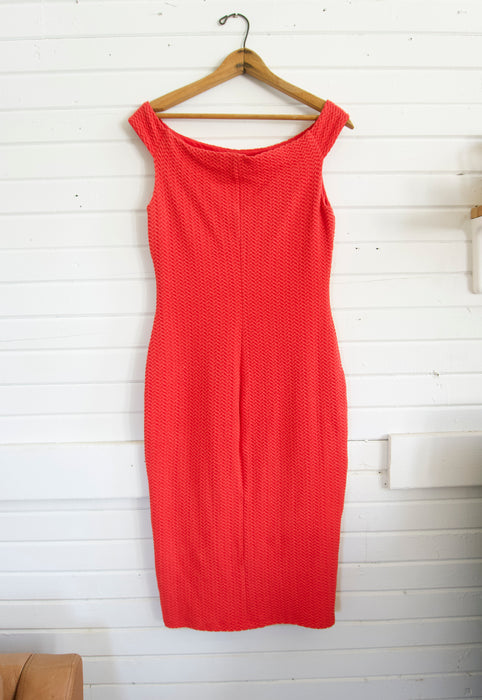 Y2K Tomato Red Scrunchie Midi Dress