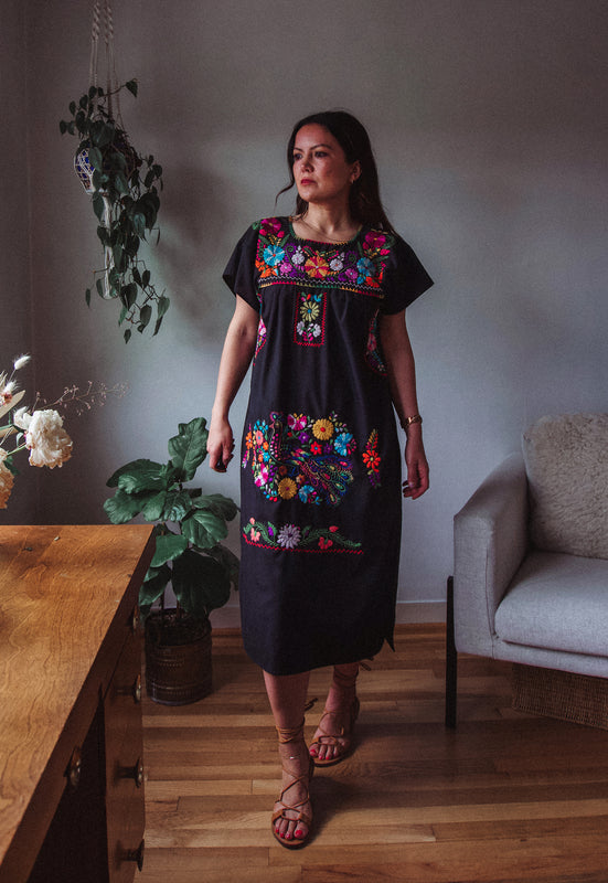 Christie Araujo Idylwild Vintage Black Traditional Mexican Pueblo Dress