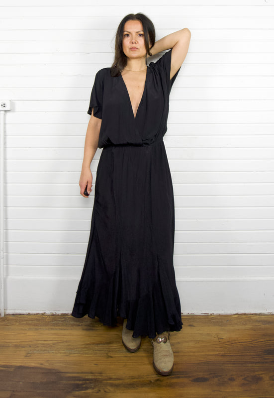 Idylwild Dress Blouson Santa Fe Vintage Inspired Rayon Dress Coal Christie Araujo