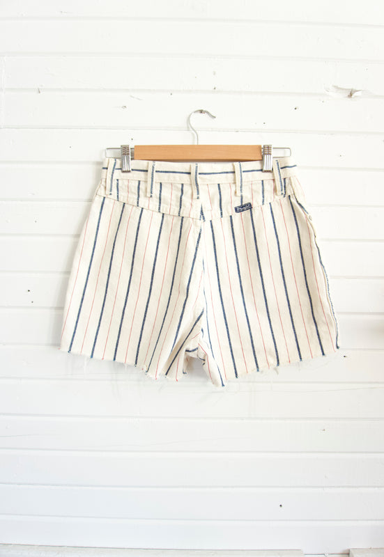 Vintage Wrangler Bareback high waist Cut off shorts in Ecru stripe