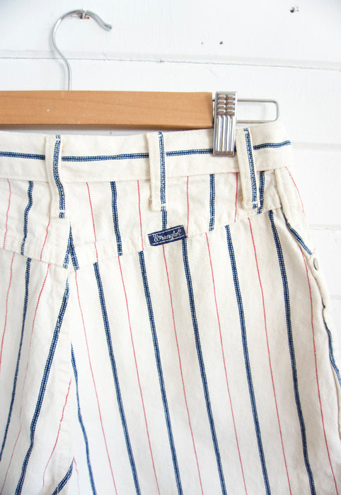 Vintage Wrangler Bareback high waist Cut off shorts in Ecru stripe