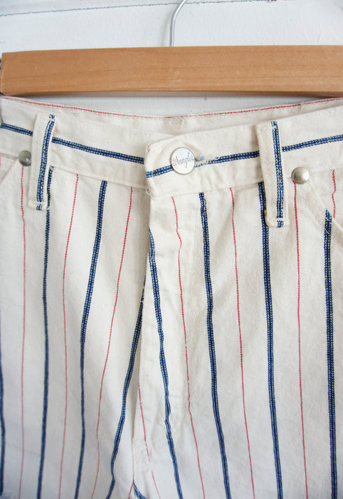 Vintage Wrangler Bareback high waist Cut off shorts in Ecru stripe
