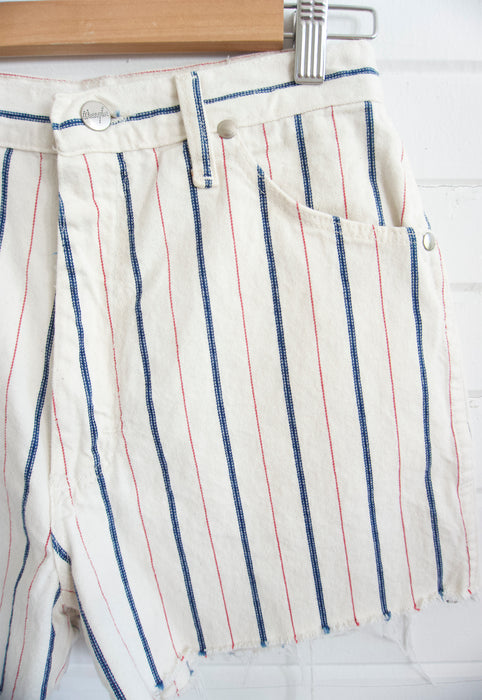 Vintage Wrangler Bareback high waist Cut off shorts in Ecru stripe