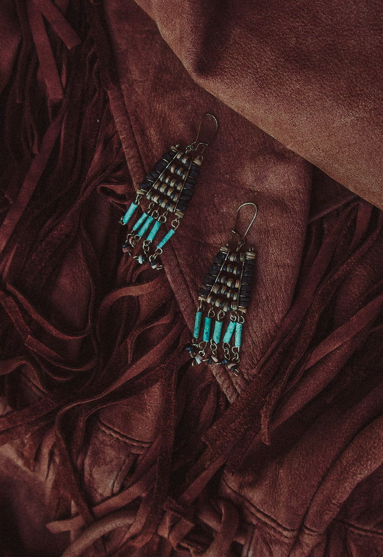 Deadstock Vintage Egyptian Revival Faience Earrings  Christie Araujo