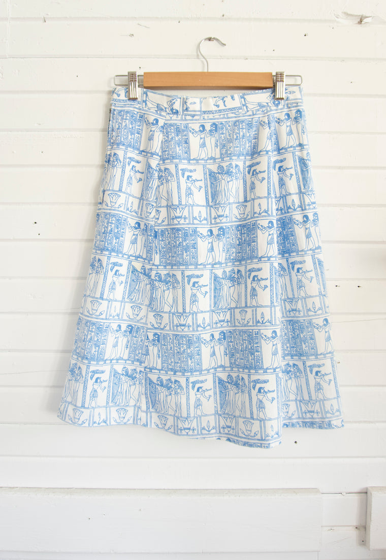 Idylwild Egyptian Register Cotton A Line Vintage 60s Skirt
