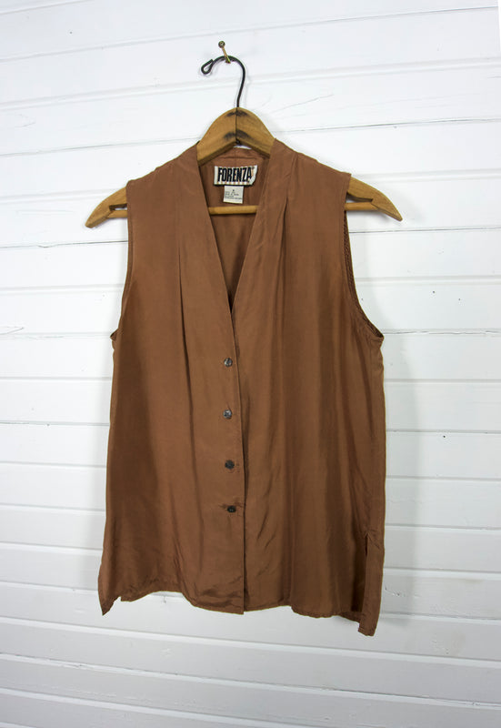Idylwild Vintage 90s Forenza Mocha Bronze Sleeveless Shirt Vest