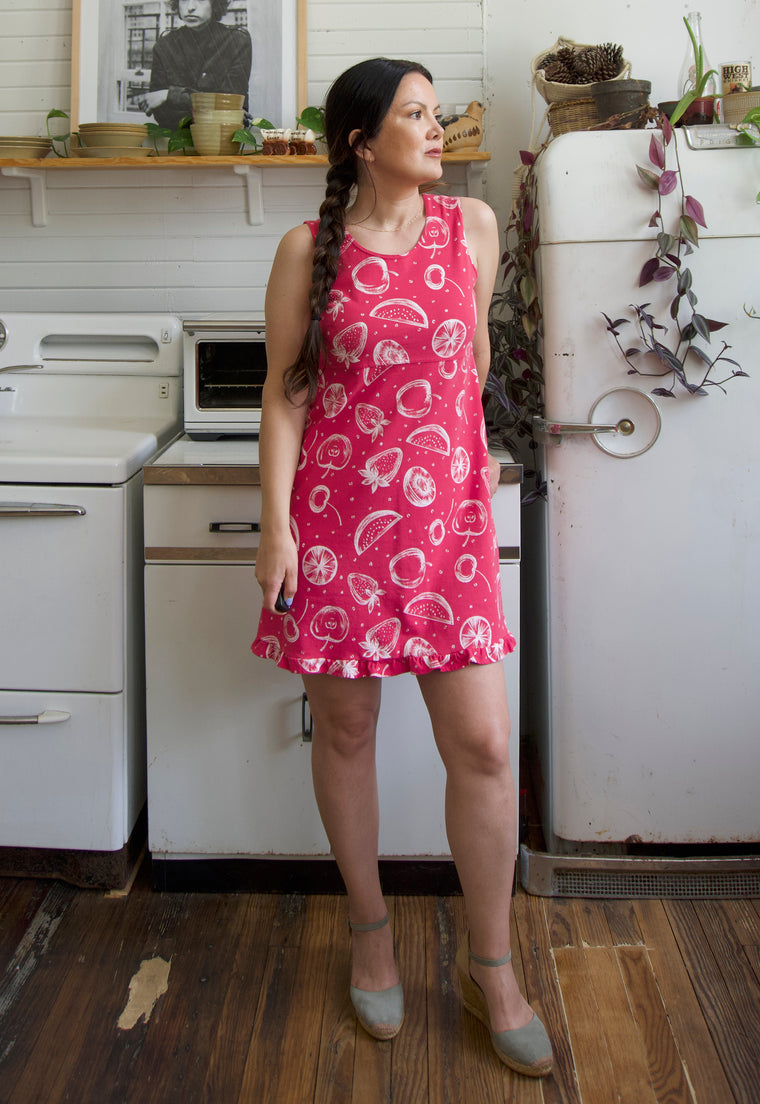 Vintage 90's T-Shirt Jersey Fruit Print Dress