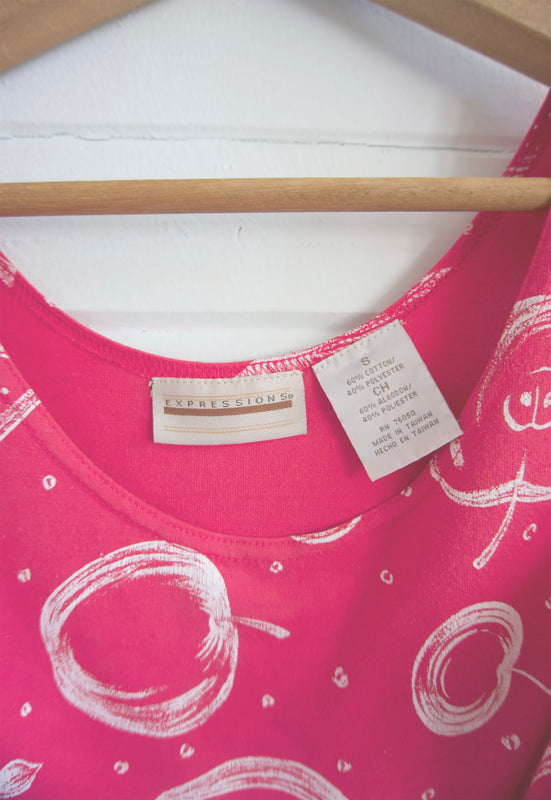 T Shirt Jersey 90s Pink Fruit Print Dress