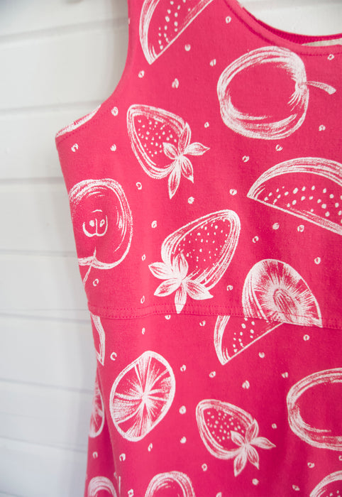 T Shirt Jersey 90s Pink Fruit Print Dress