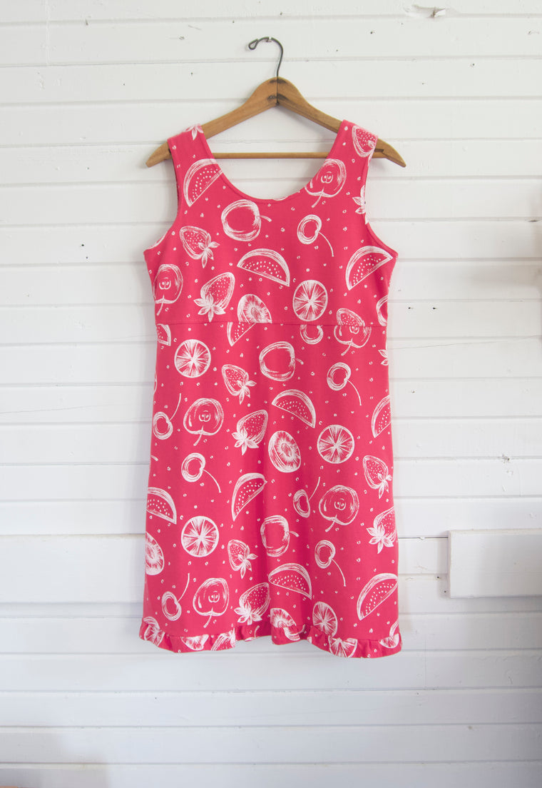 T Shirt Jersey 90s Pink Fruit Print Dress