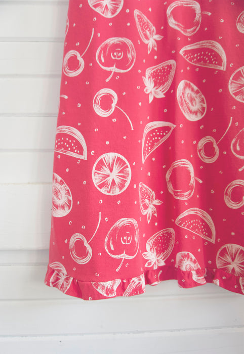 T Shirt Jersey 90s Pink Fruit Print Dress