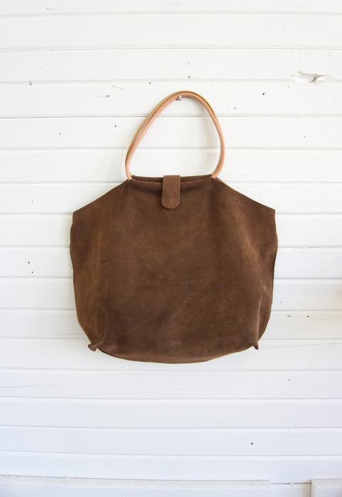 Vintage late 90s early 2000s ash brown suede hobo bag tote purse. 