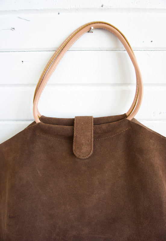 Vintage late 90s early 2000s ash brown suede hobo bag tote purse. 