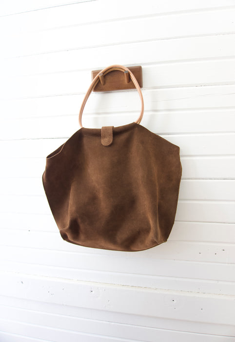 Vintage late 90s early 2000s ash brown suede hobo bag tote purse. 