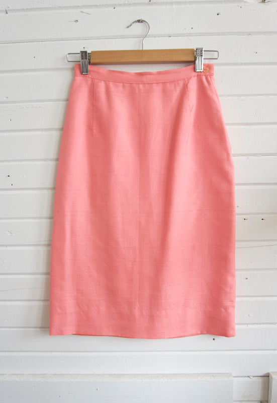 Vintage 1960s Salmon Pink Silk Jackie O Suit Set 