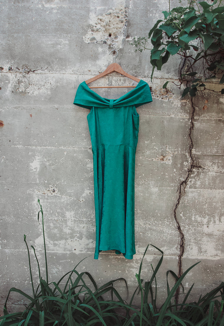 Vintage 1950's Jungle Green Party Dress