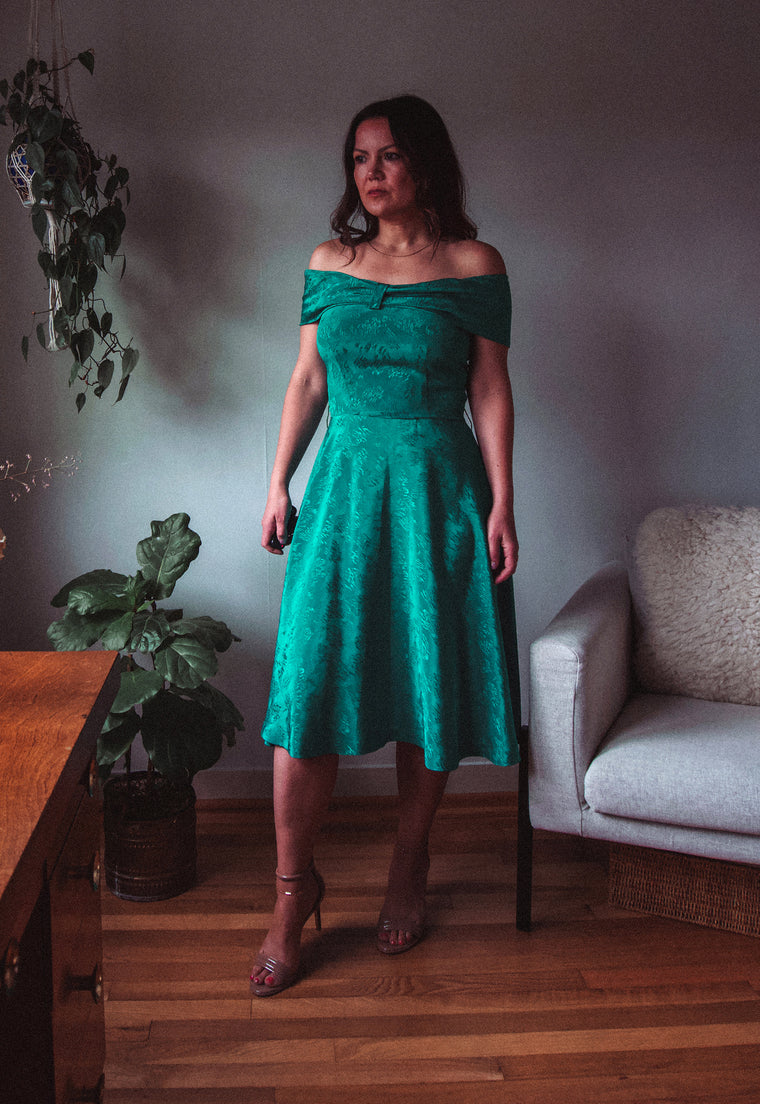 Vintage 1950's Jungle Green Party Dress