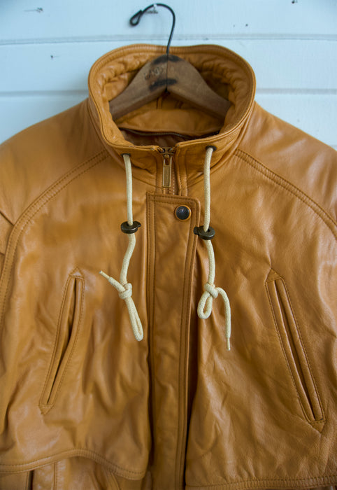 Vintage Saddle Tan Bomber Jacket