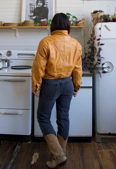 Vintage Saddle Tan Bomber Jacket