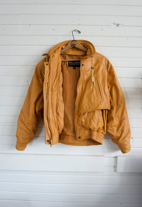 Vintage Saddle Tan Bomber Jacket